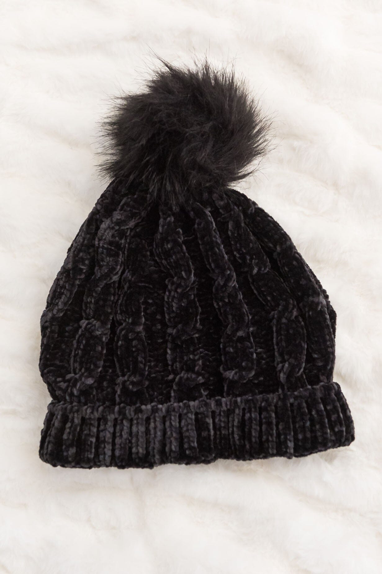 Stay Cozy Chenille Pom Pom Beanie