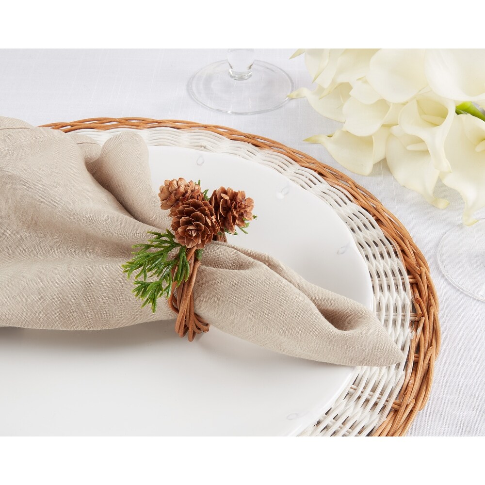 Woodland Wonder Pine Cone Napkin Ring (Set of 4)   Brown