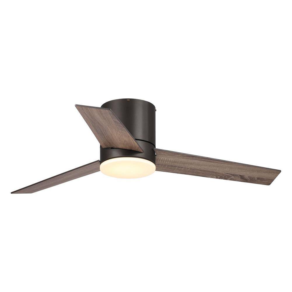 Parrot Uncle Kielah 48 in. Integrated LED Bronze Flush Mount Ceiling Fan with Light and Remote Control F6298110V