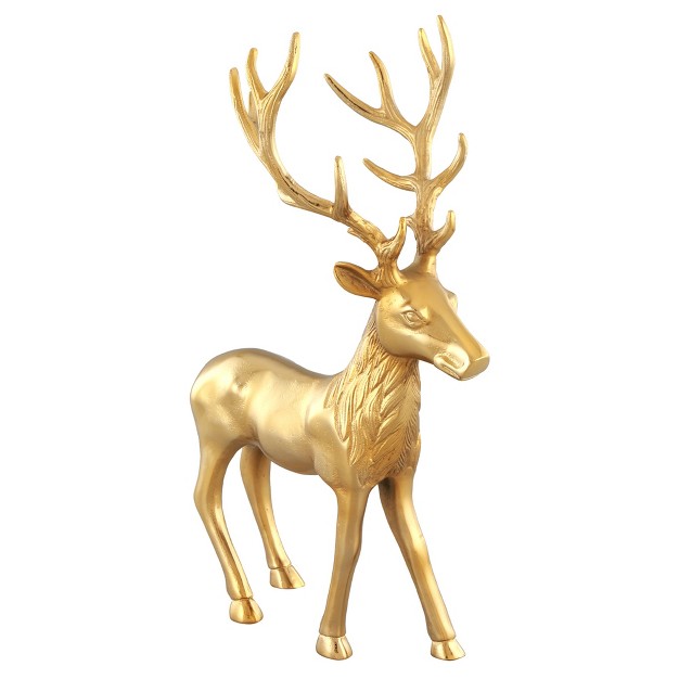 Costway Standing Reindeer Statue Aluminum Deer Sculpture For Indoors Christmas Decor