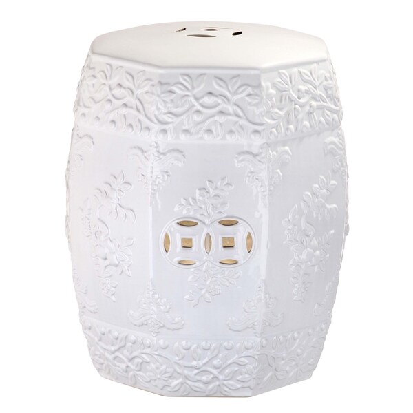 SAFAVIEH Zen Ren White Ceramic Decorative Garden Stool