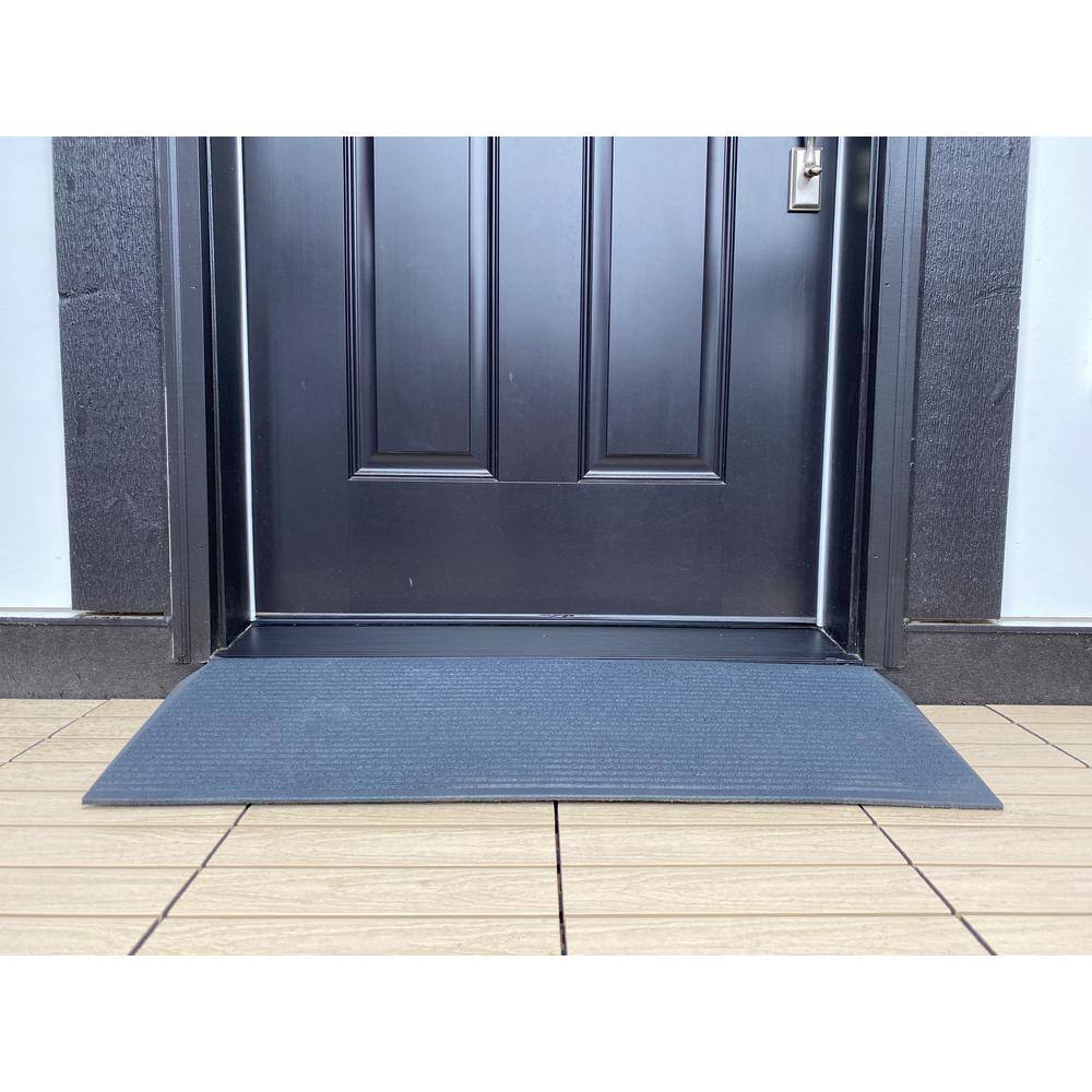 EZ-ACCESS TRANSITIONS 14 in. L x 40 in. W x 1.5 in. H Angled Entry Door Threshold Mat Grey Rubber TAEMGRY01 1.5