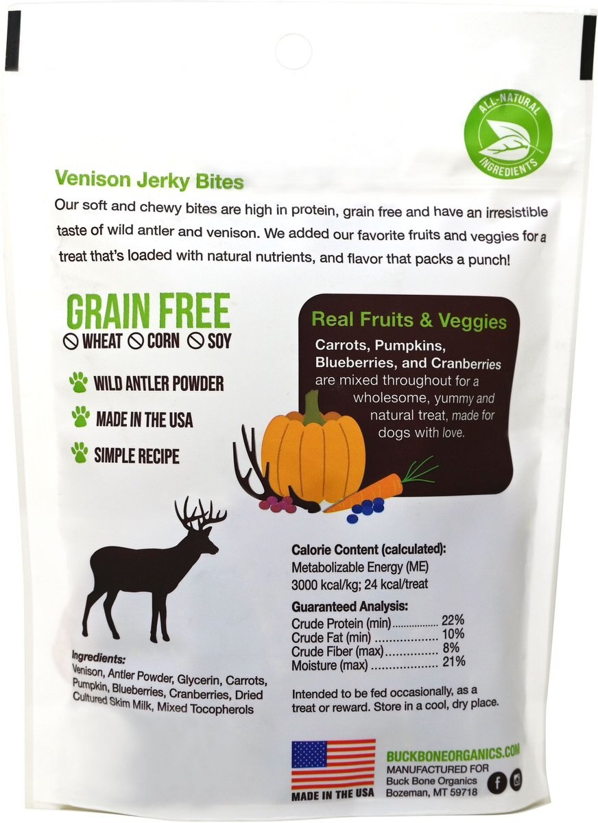 Buck Bone Organics Venison Jerky Bites Dog Treats