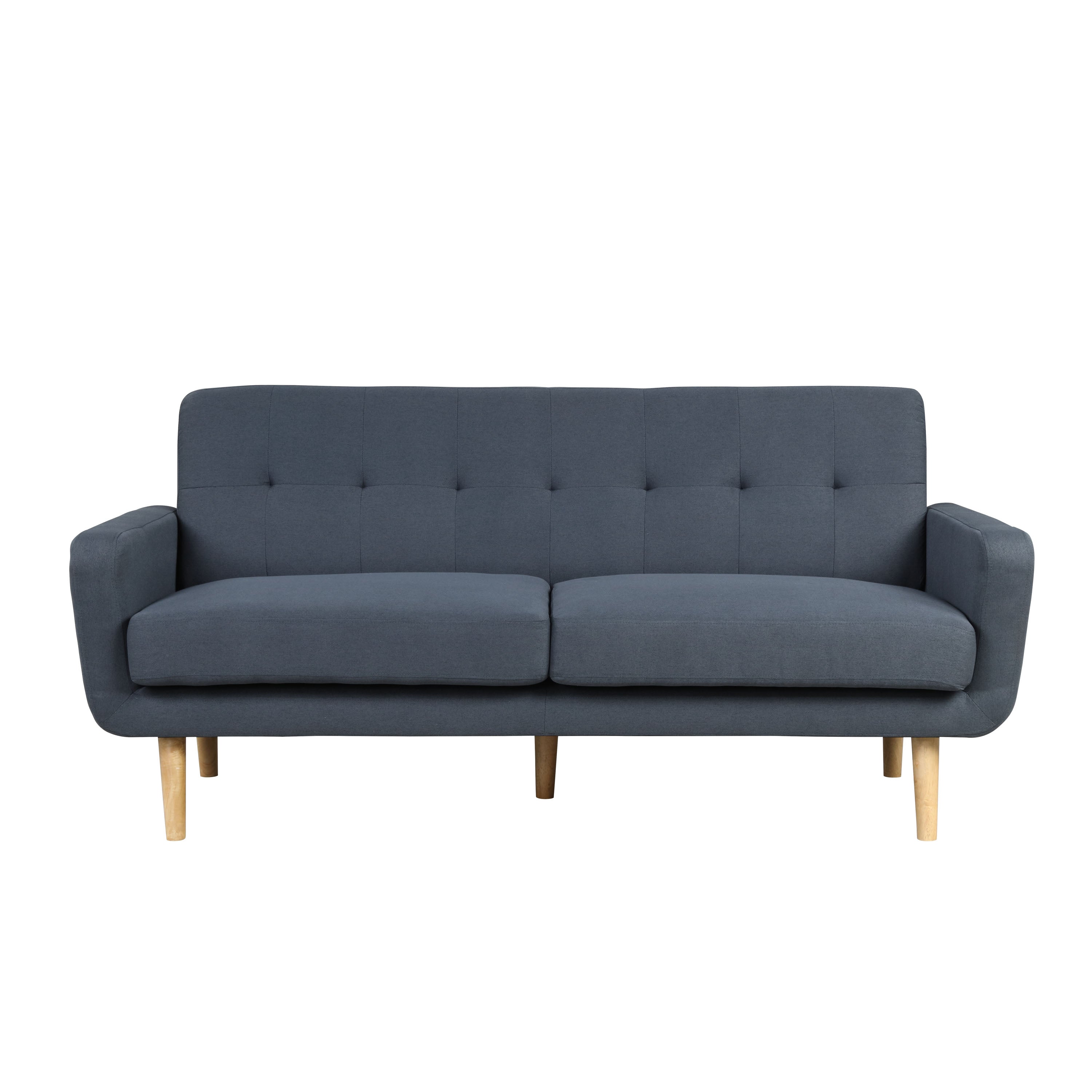 Lifestyle Solutions Ramon Modern Sofa with Wood Legs, Gray Fabric