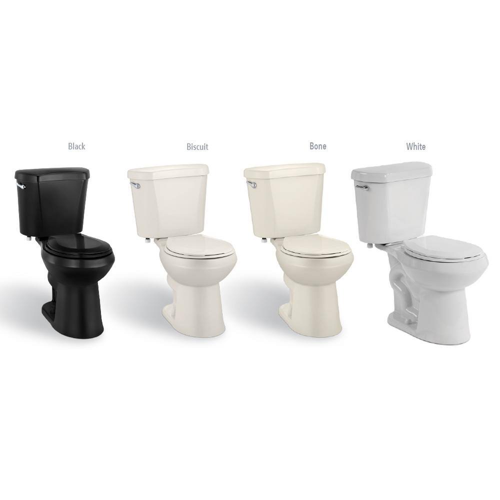 Glacier Bay 2-Piece 1.28 GPF High Efficiency Single Flush Round Front Toilet in Black N2428R-BLK