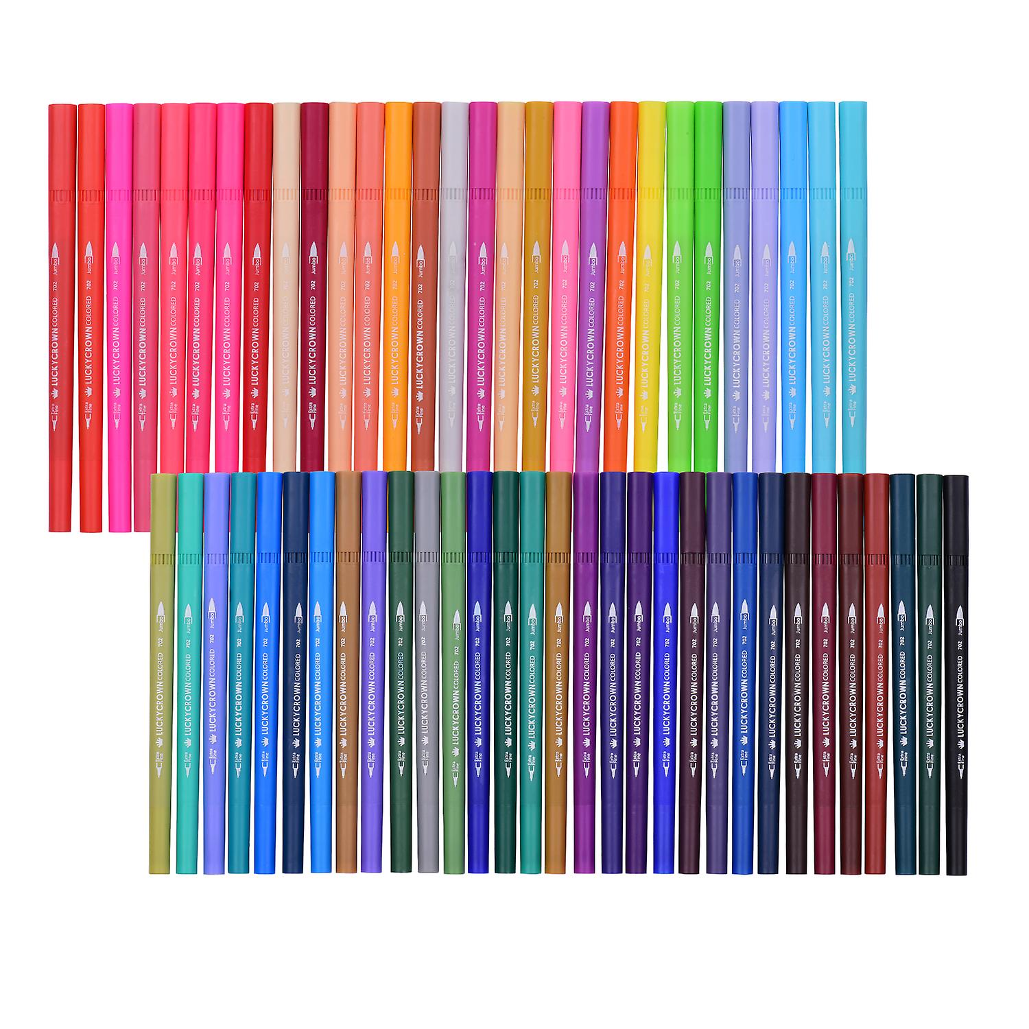 60 Colors Dual Tip Flexible Brush Marker Pen 0.4mm Fineliner Tip and 1-2mm Highlighters Brush Tip For Adults Kids Drawing Painting Coloring Calligraphy