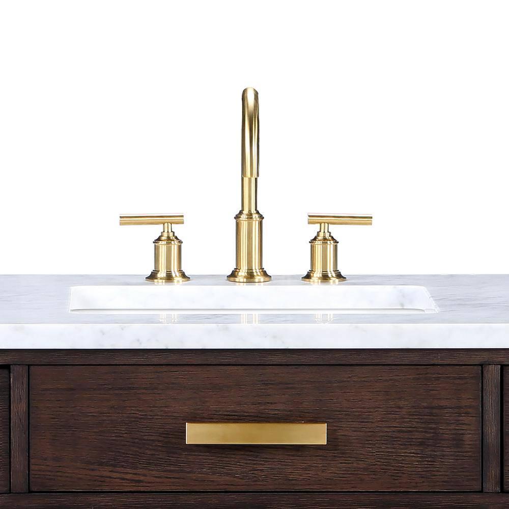 Water Creation 8 In Widespread 2Handle Modern Gooseneck Bathroom Faucet with PopUp Drain in Satin Gold PVD