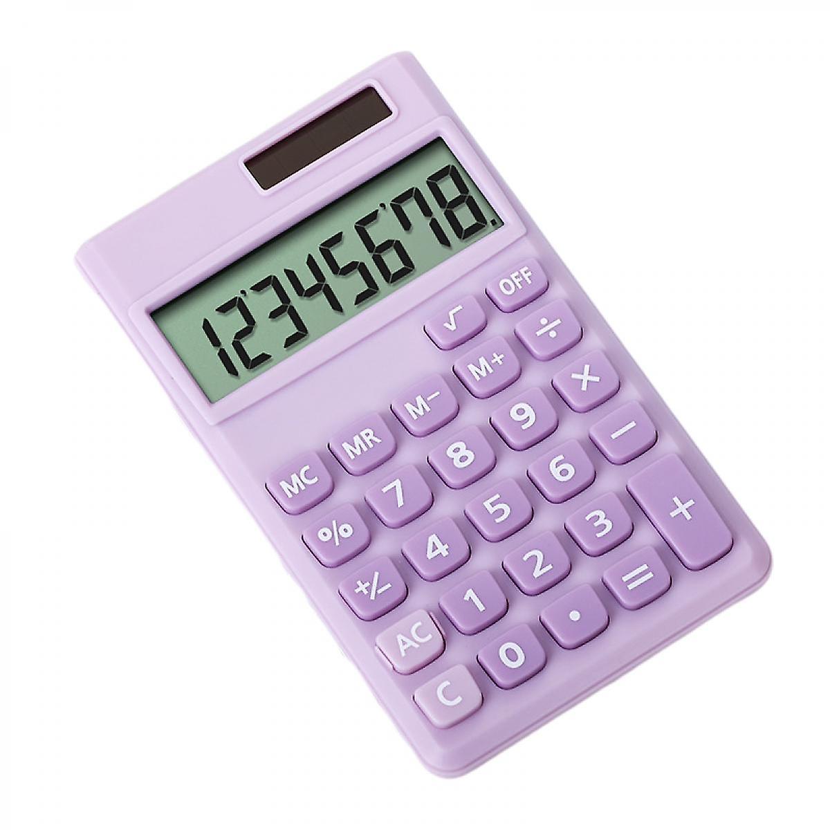 Basic Standard Calculators Mini Digital Desktop Calculator With 8-digit Lcd Display， Battery Solar Power Smart Calculator Purple