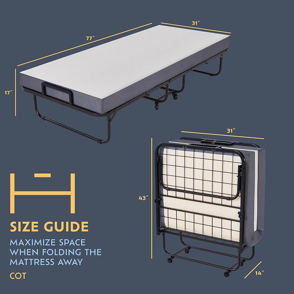 Heyward 5 in Memory Foam Mattress  Bi Layered Folding Bed with Steel Frame