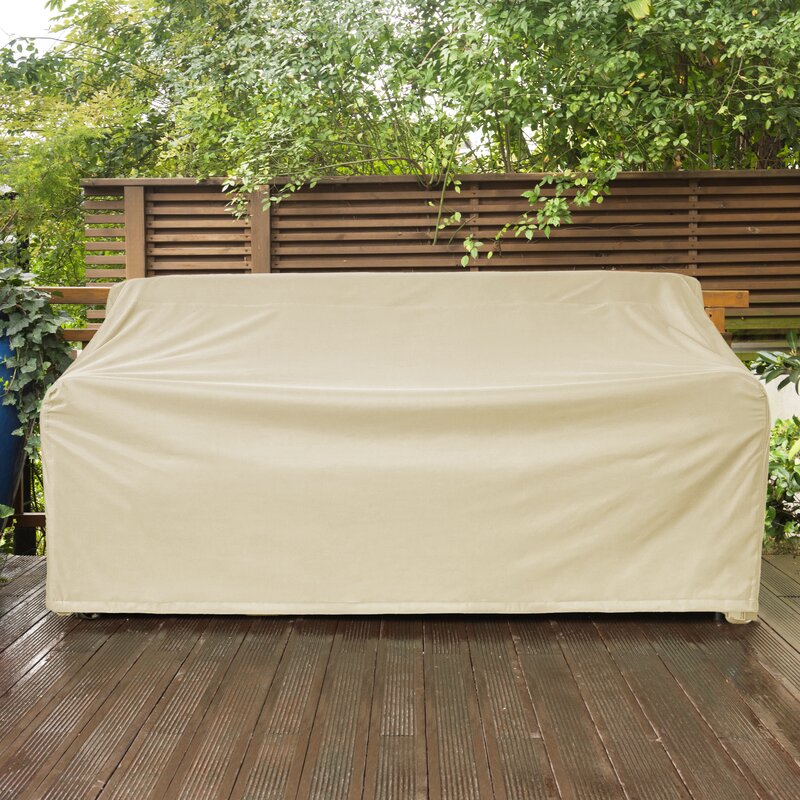 Subrtex Outdoor Sofa Cover Heavy-Duty Waterproof Patio Couch Cover With Air Vent (76W x 34D x 33H, Beige)