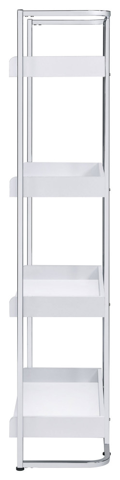 Ember 4 shelf Bookcase White High Gloss and Chrome   Modern   Bookcases   by Modon  Houzz