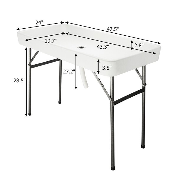 4 Foot Plastic Ice Table with Matching Skirt for Garden Party Black and White