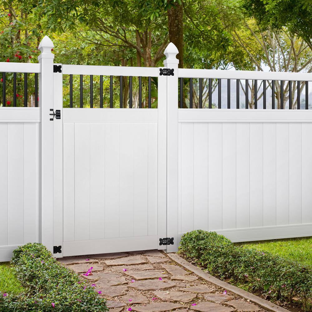 Veranda Pro Series 4 ft. W x 6 ft. H White Vinyl Woodbridge Baluster Top Privacy Fence Gate 258803