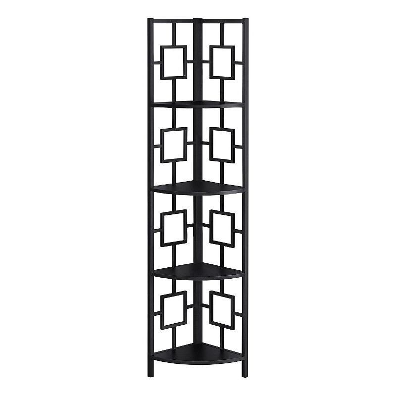 61.5 Black Transitional Four Tier Etagere Bookcase