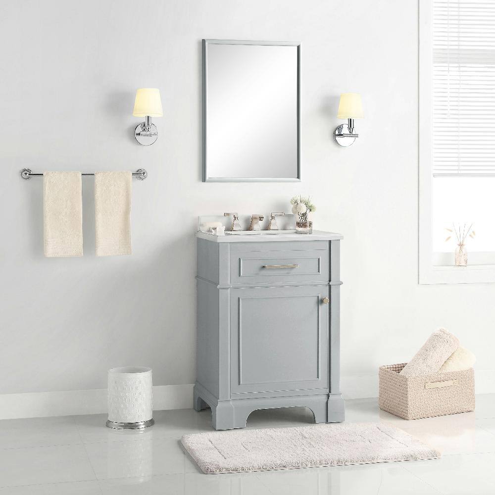 Home Decorators Collection Melpark 24 in. W x 20 in. D x 34.5 in. H Bath Vanity in Dove Gray with White Cultured Marble Top Melpark 24G