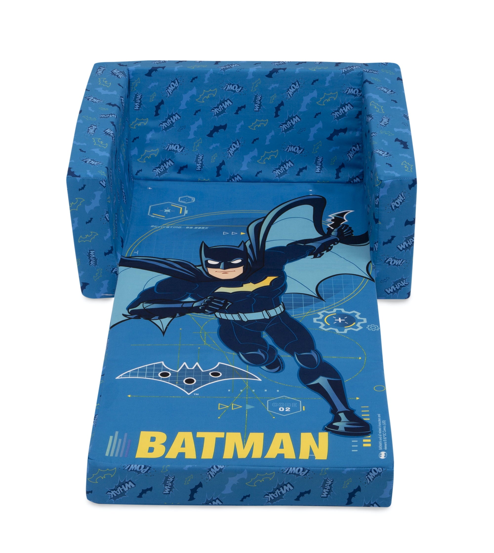 Batman Cozee Flip-Out Chair - 2-in-1 Convertible Chair to Lounger for Kids by Delta Children