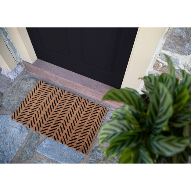 Fishbone Indoor outdoor Coir Doormat Black natural Entryways