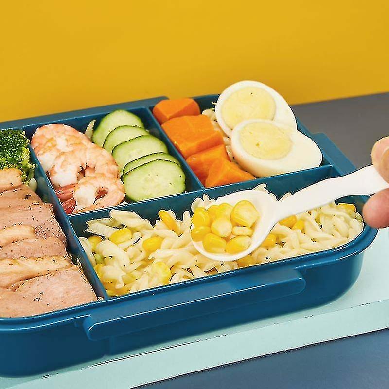 Large Lunch Box With Cutlery， Lunch Box With Small Sauce Box， Four Grid Lunch Box Easy To Open And S