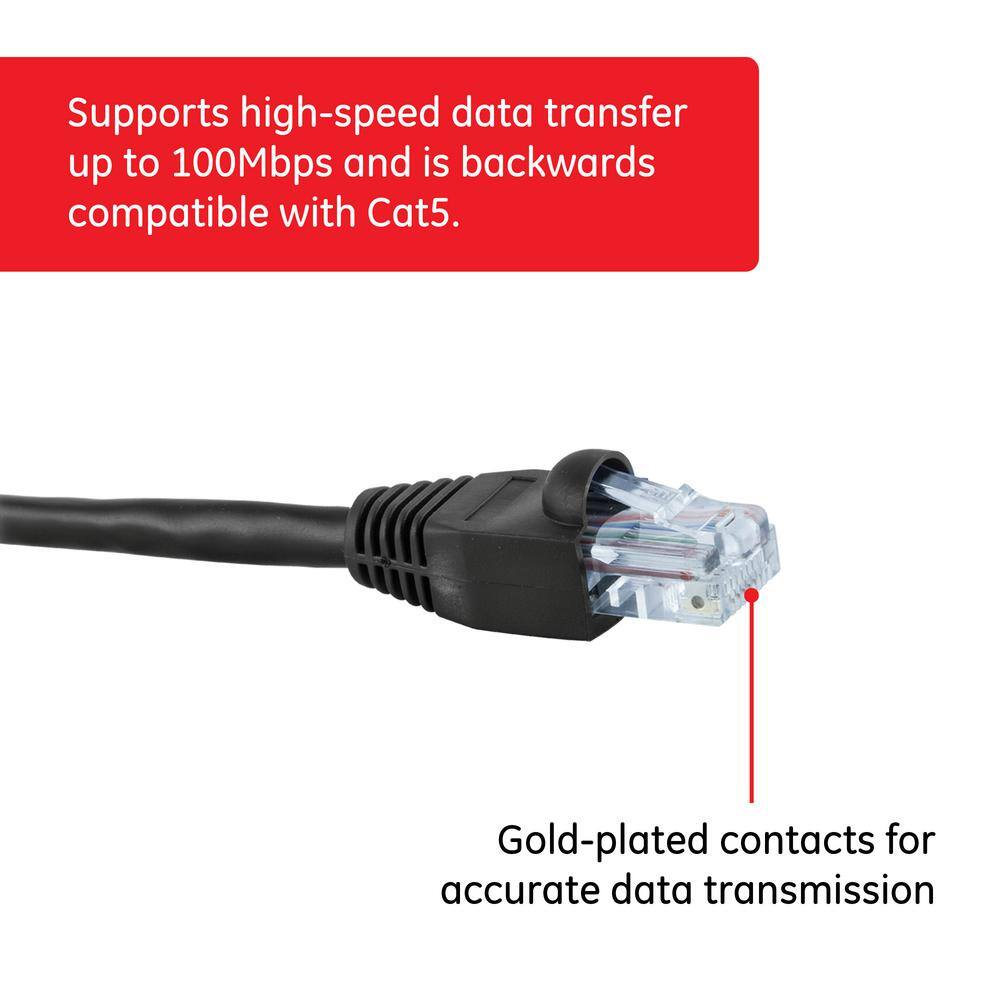 GE 25 ft. Cat5E Ethernet Networking Cable in Black 33764