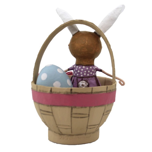 Lori Mitchell Easter Greetings One Figurine 6 5 Inches Bunny Ears Basket Egg 13312 Polyresin Multicolored