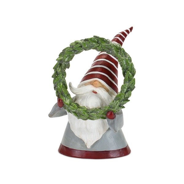 Set of 2 Gnomes Holding Christmas Tree and Wreath Figurines 10.75