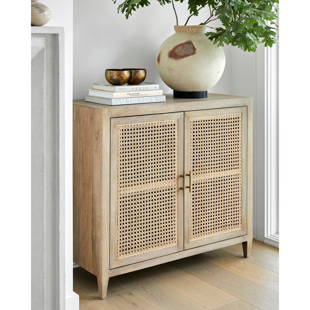 Mile Wood and Rattan Storage Cabinet