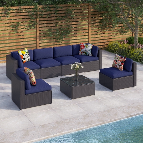 Gariau Rattan/Wicker 13Piece Outdoor Patio Conversation Sectional Set with 2 Kinds of Gas Fire Pit Tables by Havenside Home