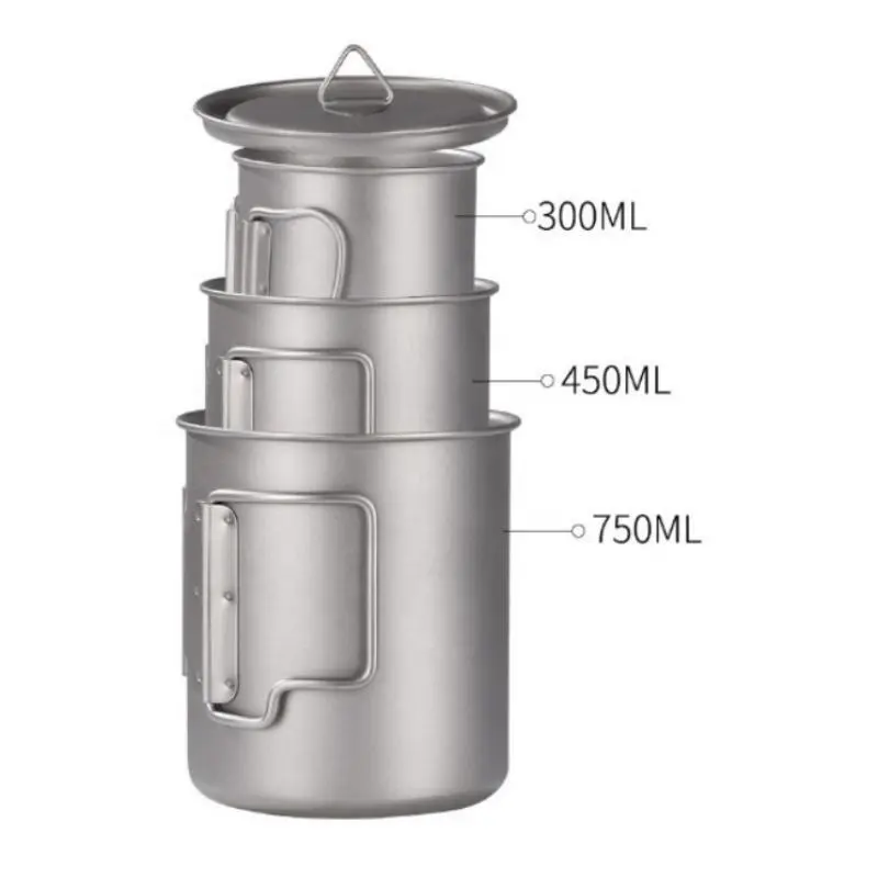 Polar Everest Portable Titanium pot coffee hiking Camping accessories Cookware Hanging Pan Cooking Cup Pot for hiking