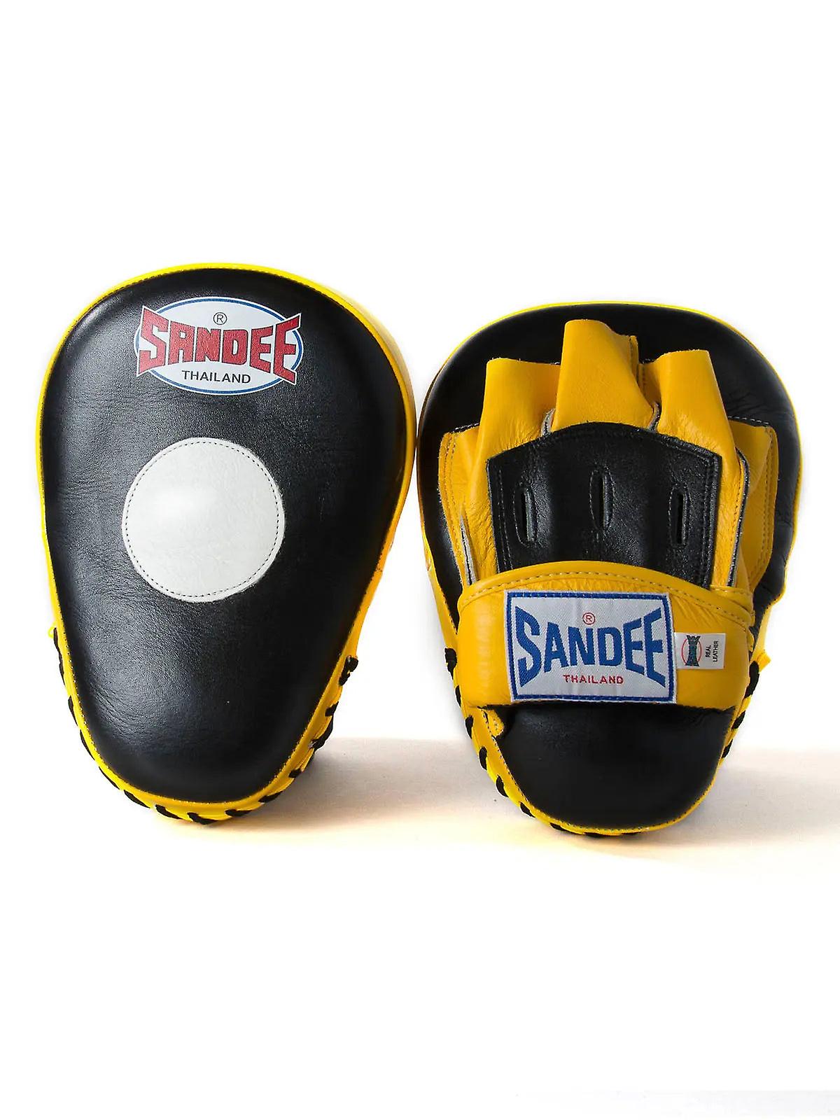 Sandee curved leather focus mitts - black-white-one size