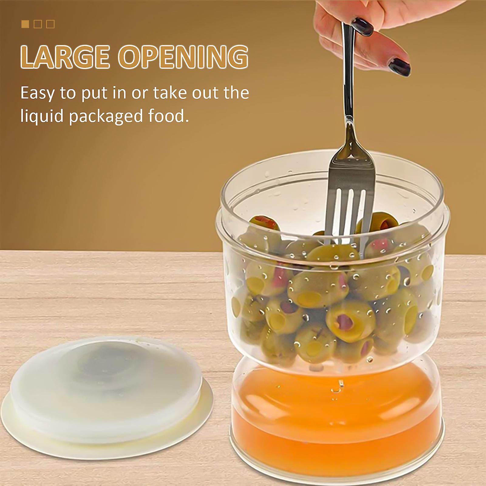 Pickle Olive Hourglass Jar Pickle Juice Wet And Dry Separator Food Container With Strainer Flip Airtight Lid No.226405