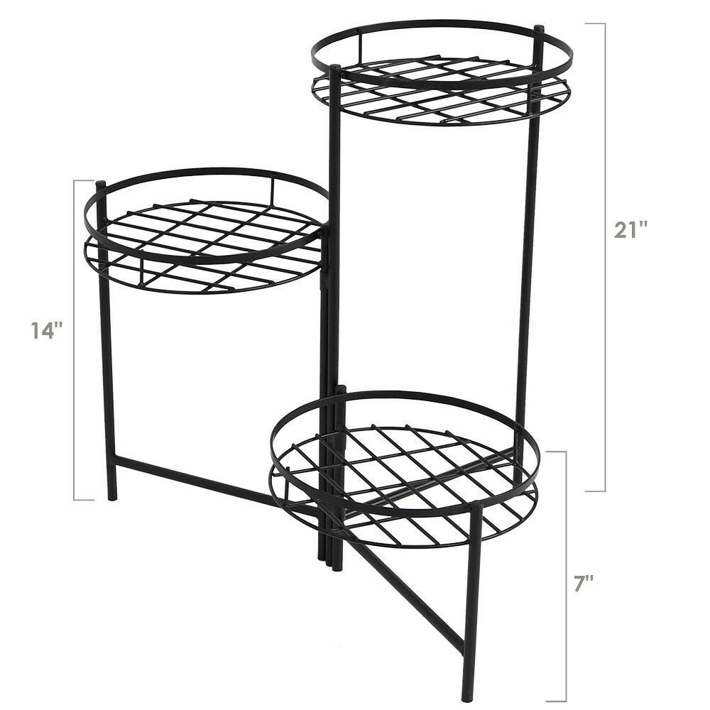 Sunnydaze Decor 22 in. Black Iron 3-Tiered Plant Stand (2-Pack) HMI-729