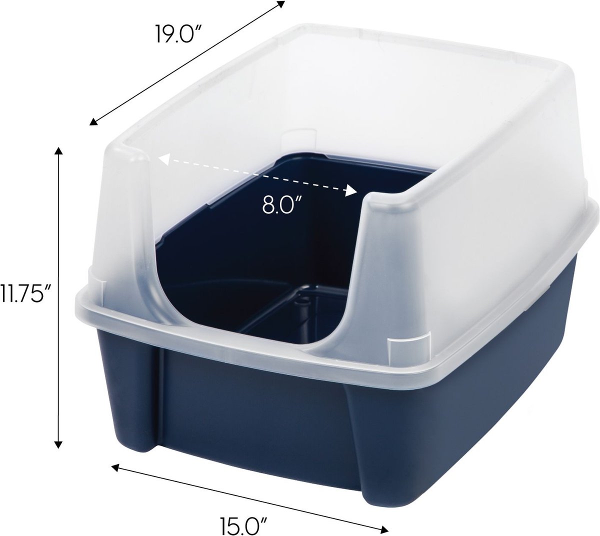 IRIS Open Top Litter Box with Scatter Shield