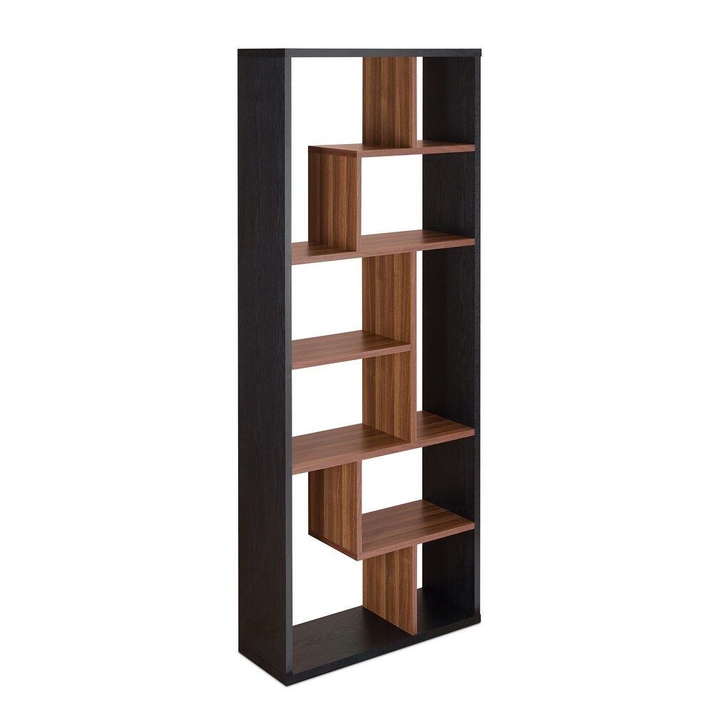 Mylinh Black and Walnut 6 tier Bookshelf