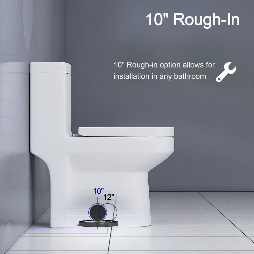 HOROW 10 in RoughIn 1piece 08128 GPF Dual Flush Round Toilet in White Seat Included