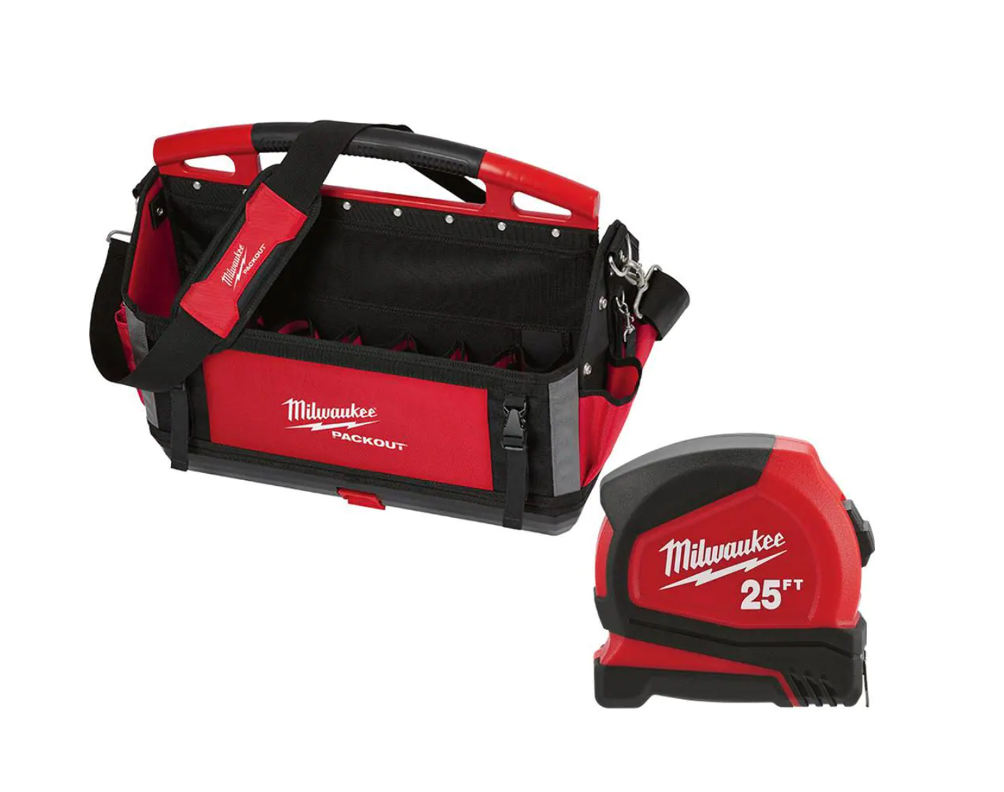 Milwaukee 48-22-8320-48-22-6625 20 in. PACKOUT Tote with 25 ft Compact Tape Measure