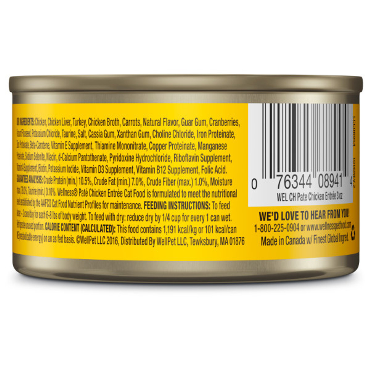 Wellness Complete Health Chicken Pate Canned Cat Food 3 oz.