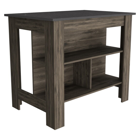 Rockaway 3 Shelf Kitchen Island Dark Brown and Oni...