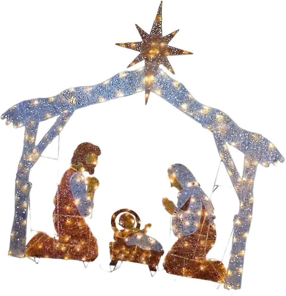 Easter Lighted Nativity Scene Led Holy Family Courtyard Inserting Figure Light Silhouette， Family