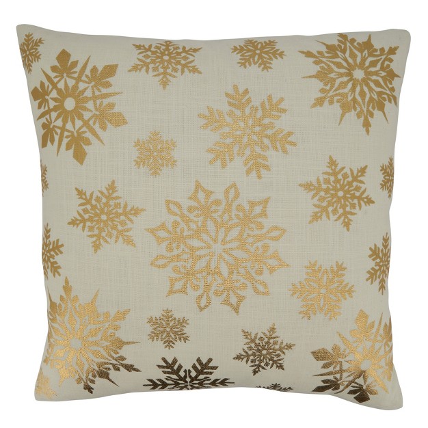 Saro Lifestyle Foil Print Snowflake Decorative Pillow Cover