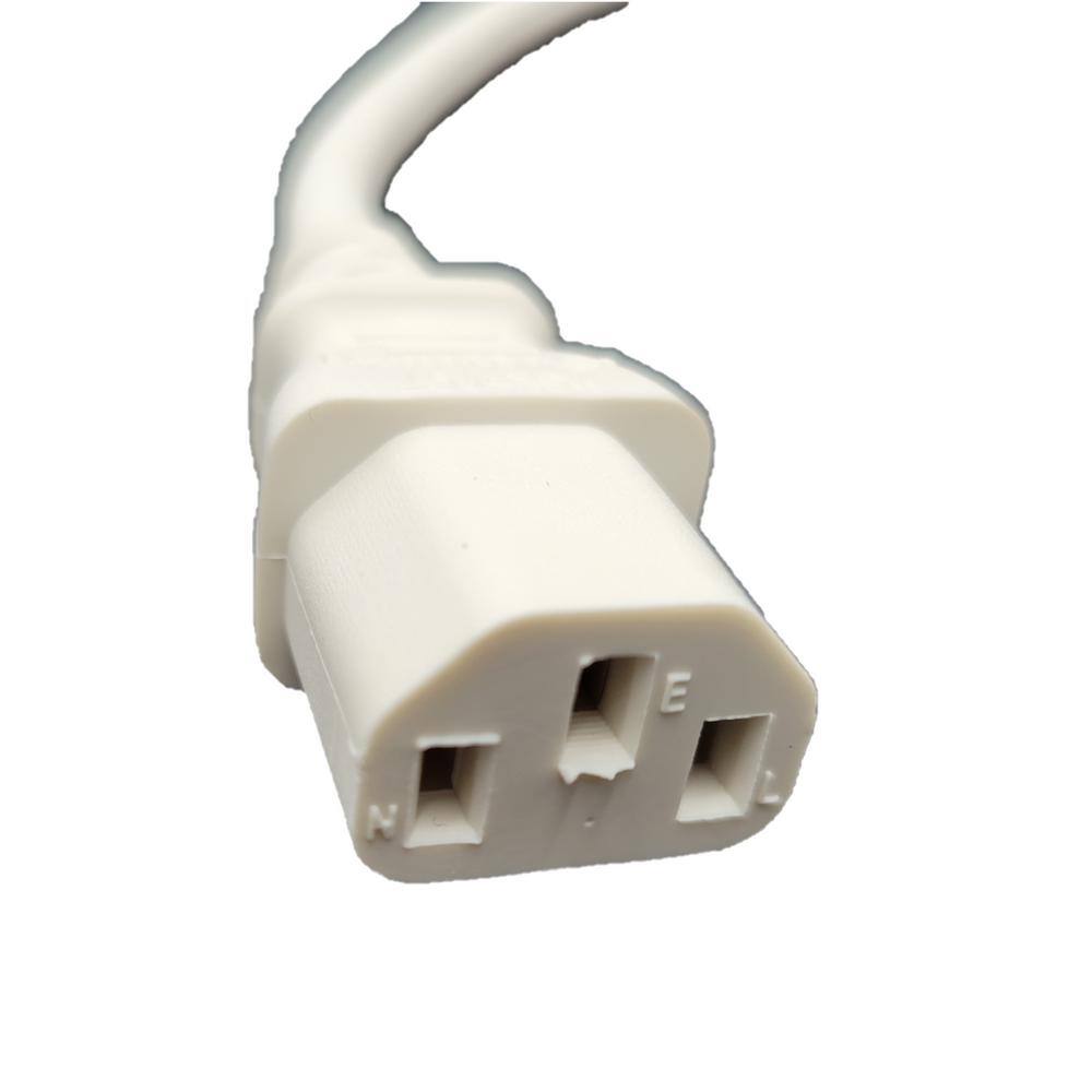 Micro Connectors Inc 6 ft. 18AWG3-Conductors White Universal AC Power Cord (NEMA 5-15P to C13) (2-Pack) M05-113ULWH-2P