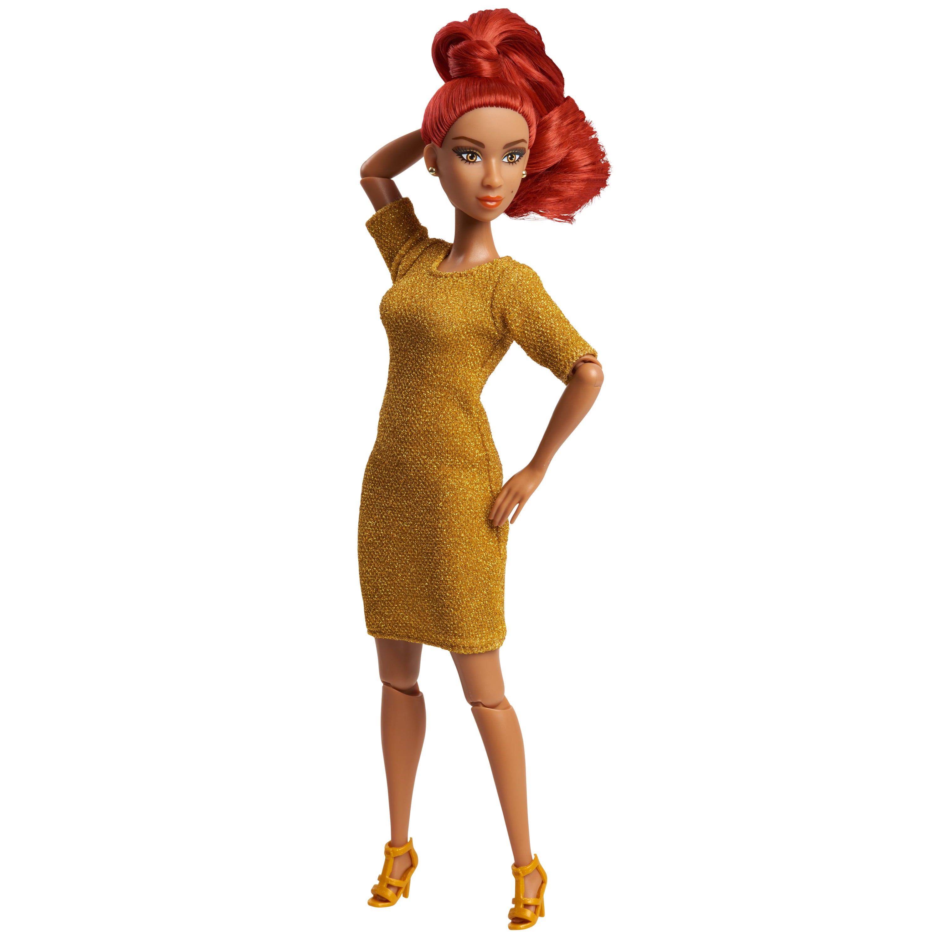 Fresh Dolls Marisol Fashion Doll, 11.5-inches tall, gold dress, red hair,  Kids Toys for Ages 3 Up, Gifts and Presents