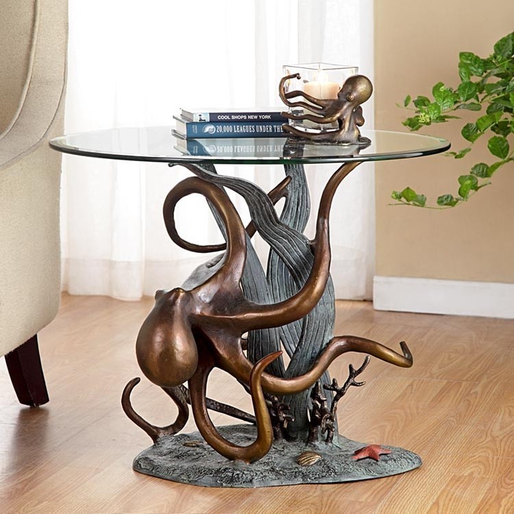 Octopus and Seagrass End Table   Beach Style   Side Tables And End Tables   by SPI  Houzz