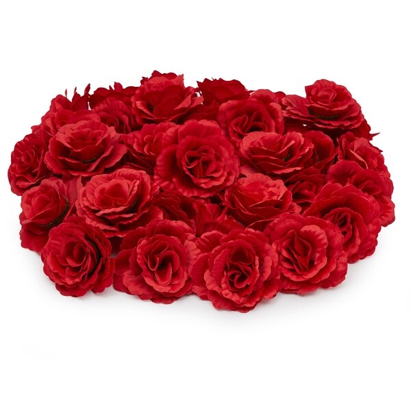 Artificial Red Rose Silk Flower Head for Crafts，Wedding Decor (3.5 In，36 Pack)