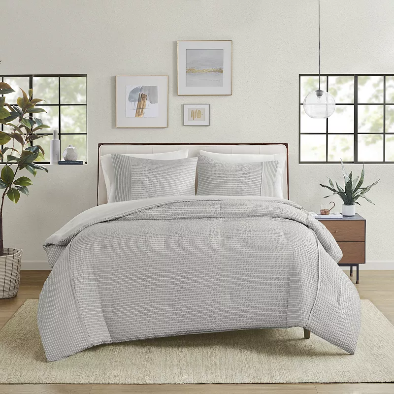 Beautyrest Apollo Oversized Striped Seersucker Comforter Set with Shams