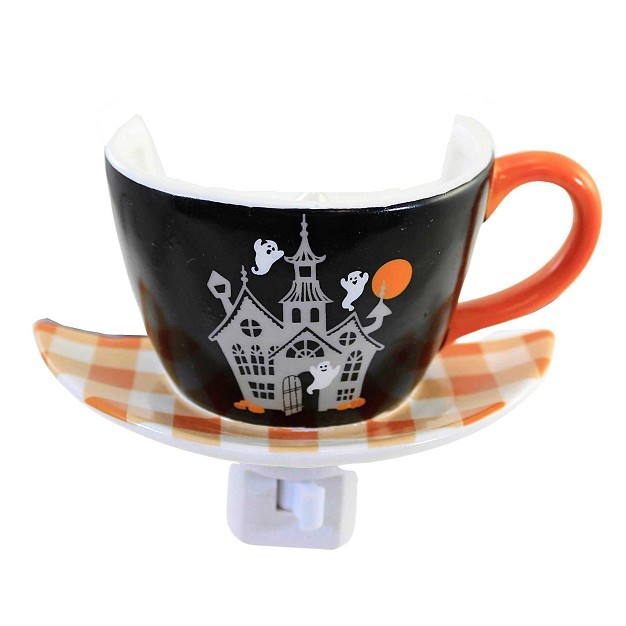 Halloween Haunted House Teacup Nightlight One Nightlight 3 75 Inches Ghost Spooky C46009020 Ceramic Black