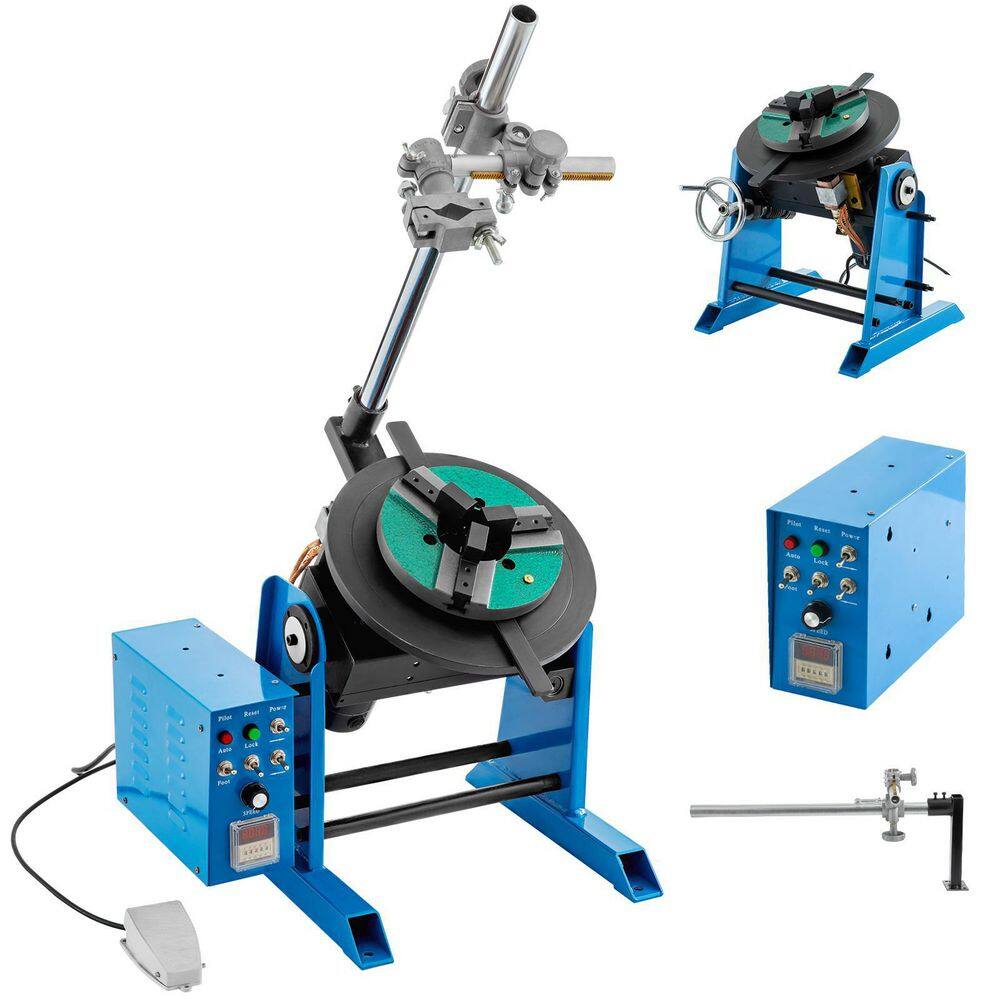 VEVOR 50 kg Rotary Welding Positioner 120-Watt 0 to 90-Degree Turntable Welder Positioning Table 110-Volt 200mm Lathe Chuck HJDWQ50KG120WXZT1V1