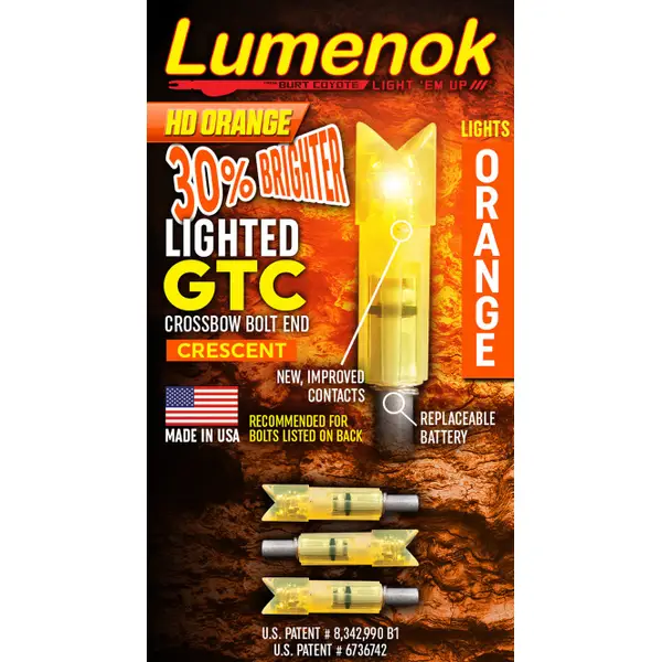 Burt Coyote 3-Pack Lumenok Orange Lighted GTC Crossbow Bolt Ends