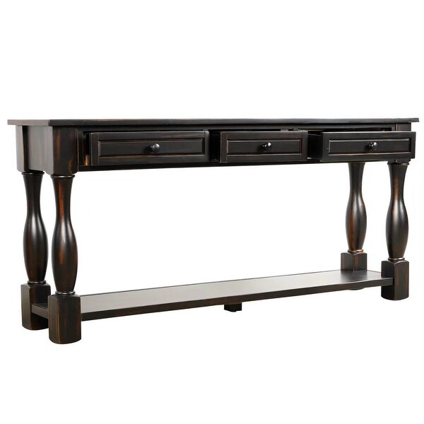 Console Table Long Sofa Table with 3 Drawers and Bottom Shelf