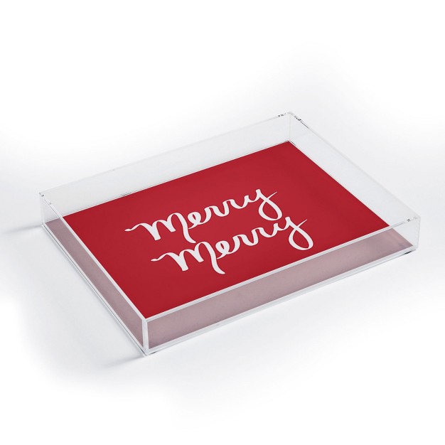 Lisa Argyropoulos Merry Merry Red Acrylic Tray Deny Designs