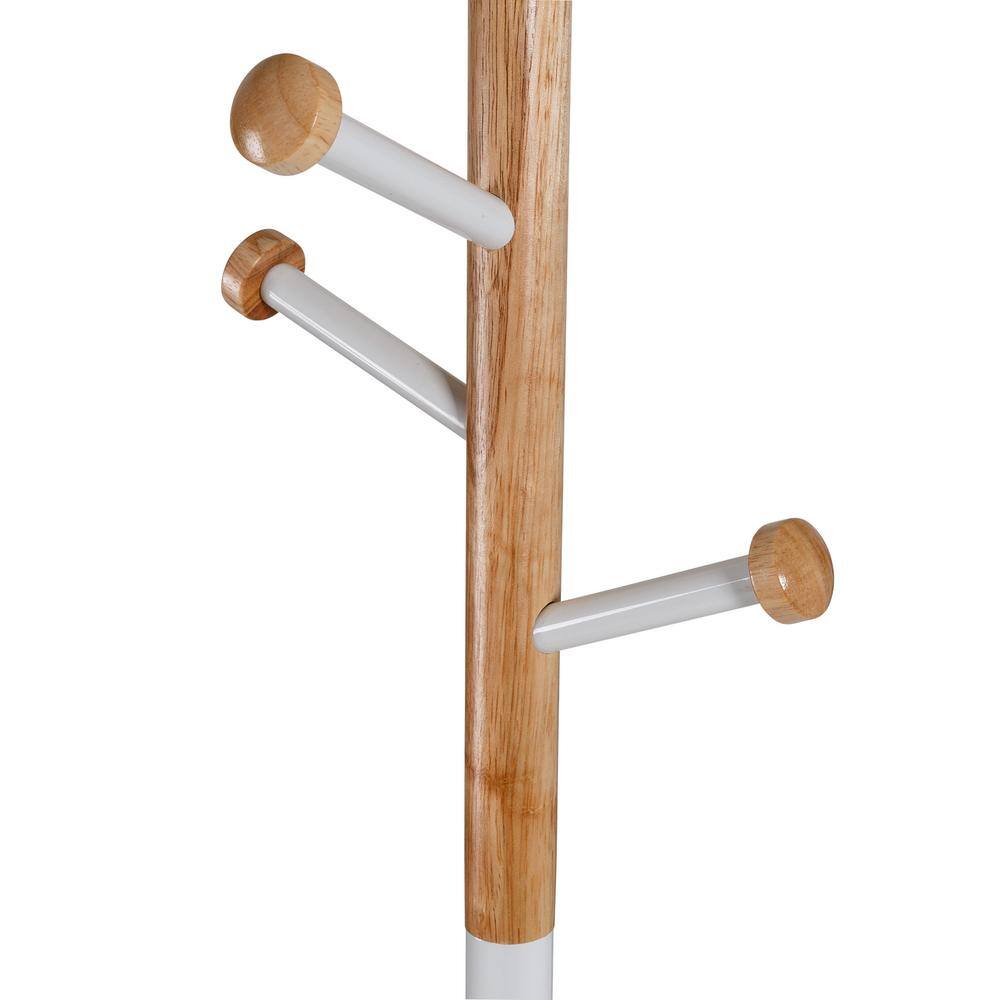 Honey-Can-Do WhiteNatural Freestanding Coat Rack with 6 Hooks GAR-09525